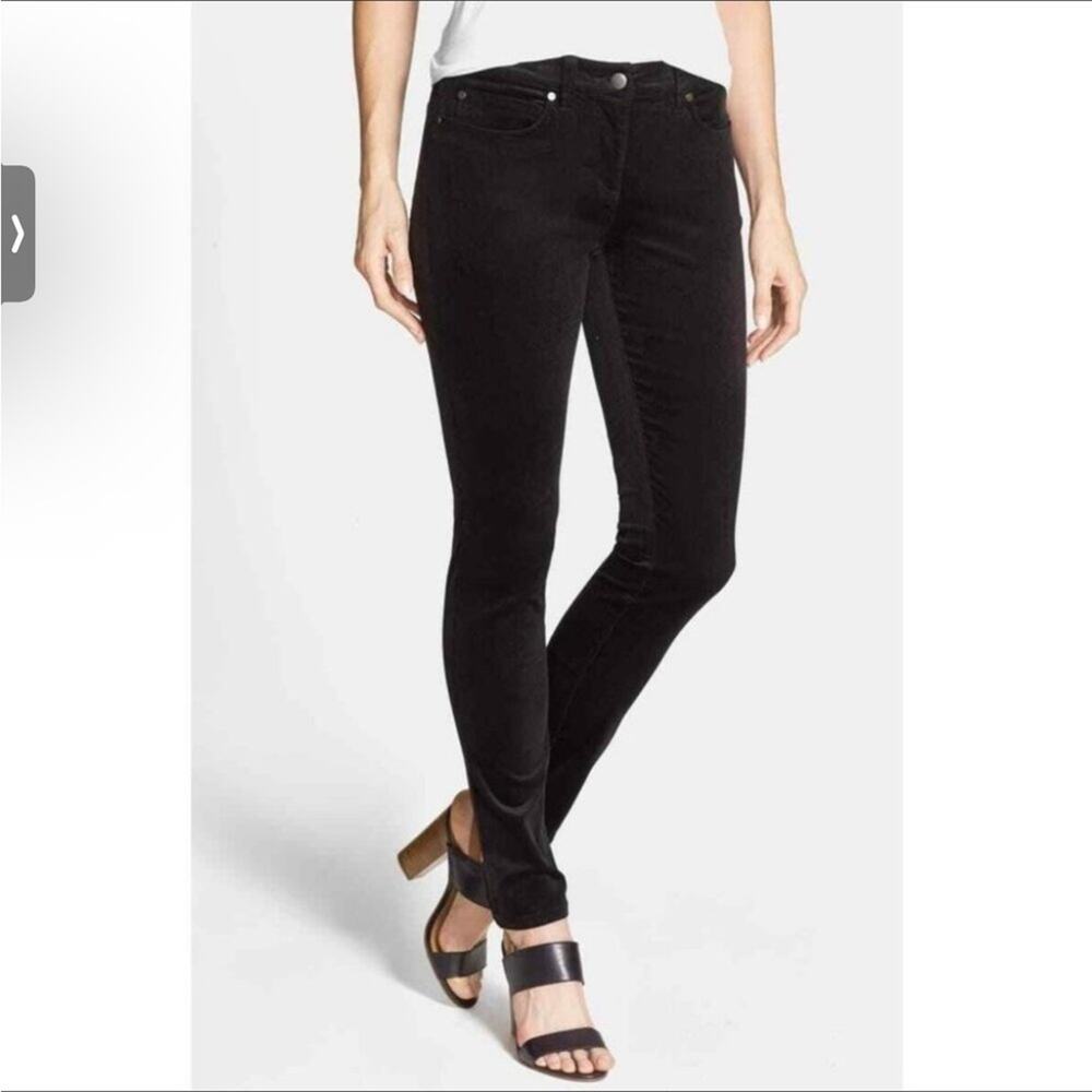 EILEEN FISHER Black Corduroy Organic Cotton Slim Straight Jeans 4